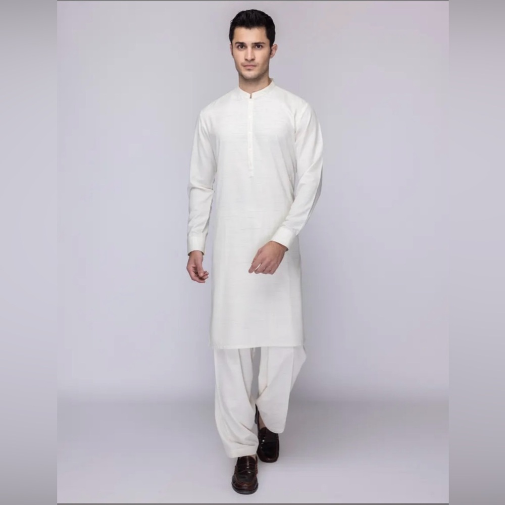 J. Men cream kurta shalwar